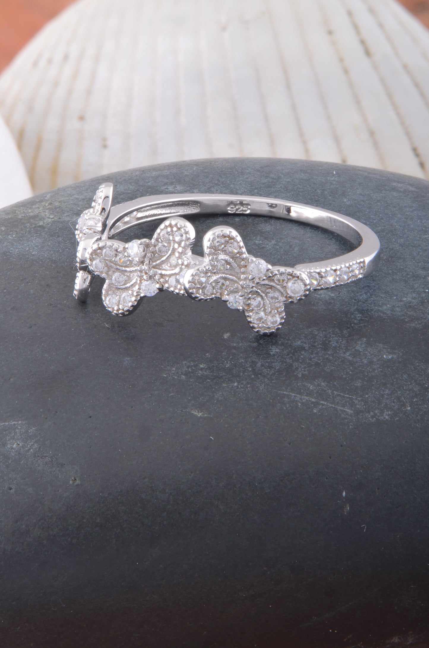 Sterling Silver CZ Stackable Butterflies Ring | SilverCloseOut