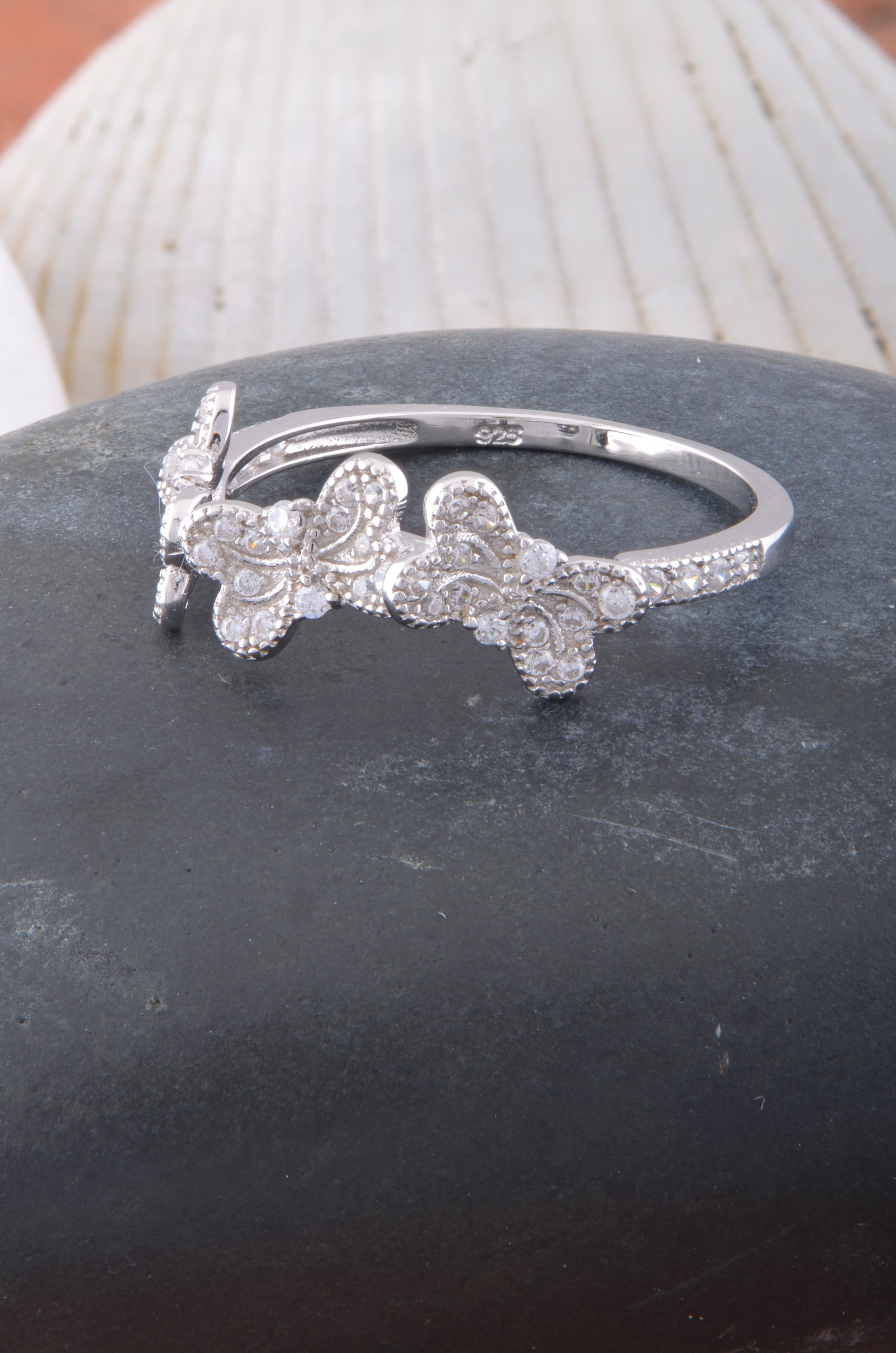 Sterling Silver CZ Stackable Butterflies Ring | SilverCloseOut