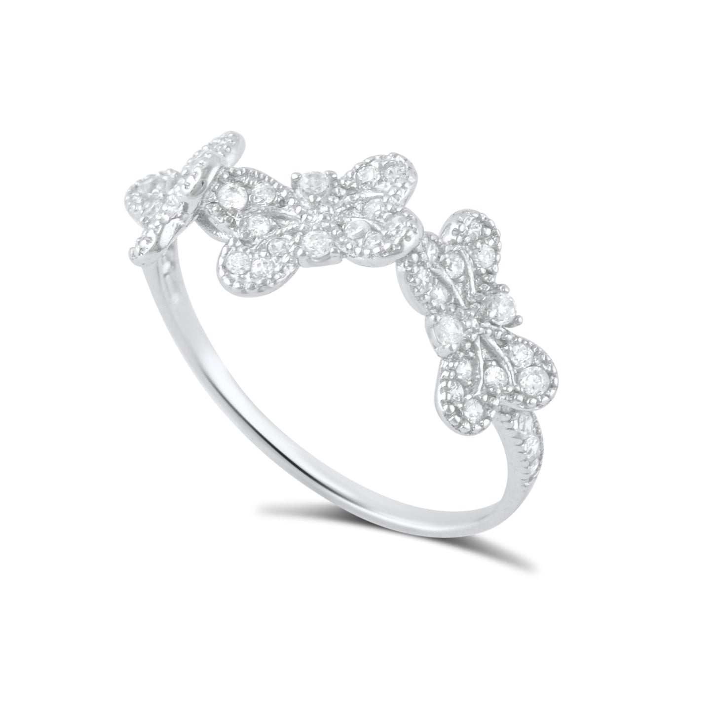 Sterling Silver CZ Stackable Butterflies Ring | SilverCloseOut