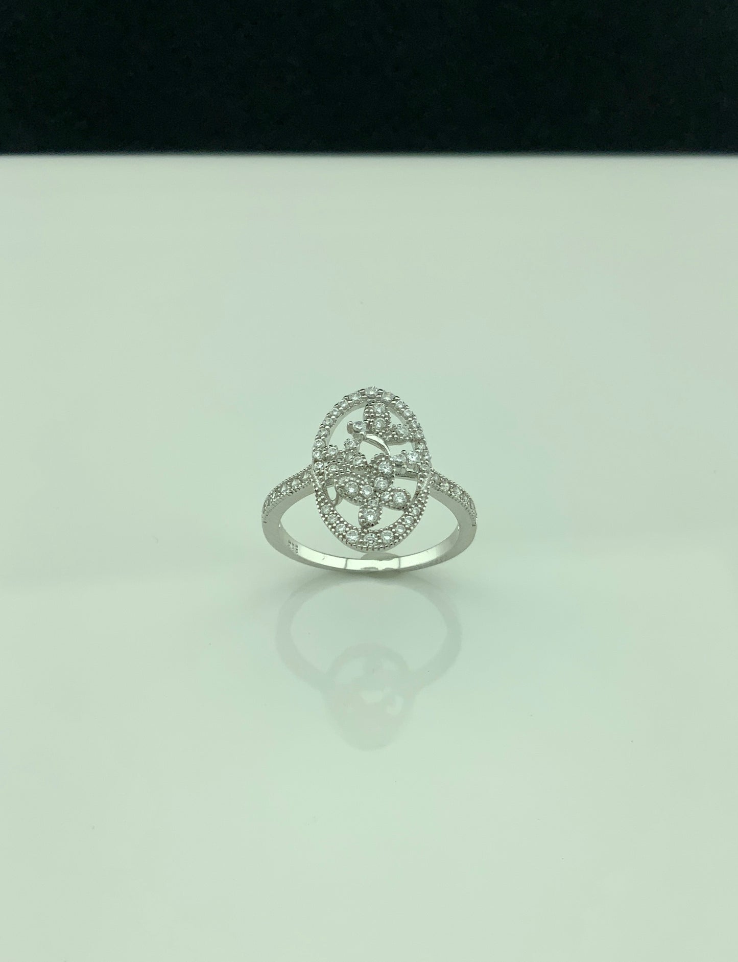 Sterling Silver CZ Filigree Flower Ring | SilverCloseOut