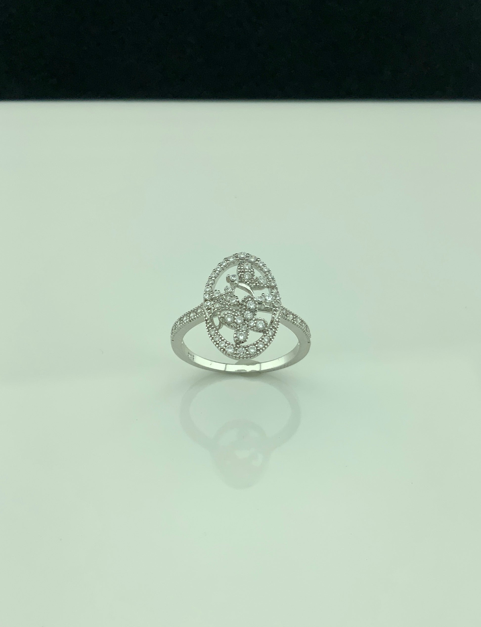 Sterling Silver CZ Filigree Flower Ring | SilverCloseOut