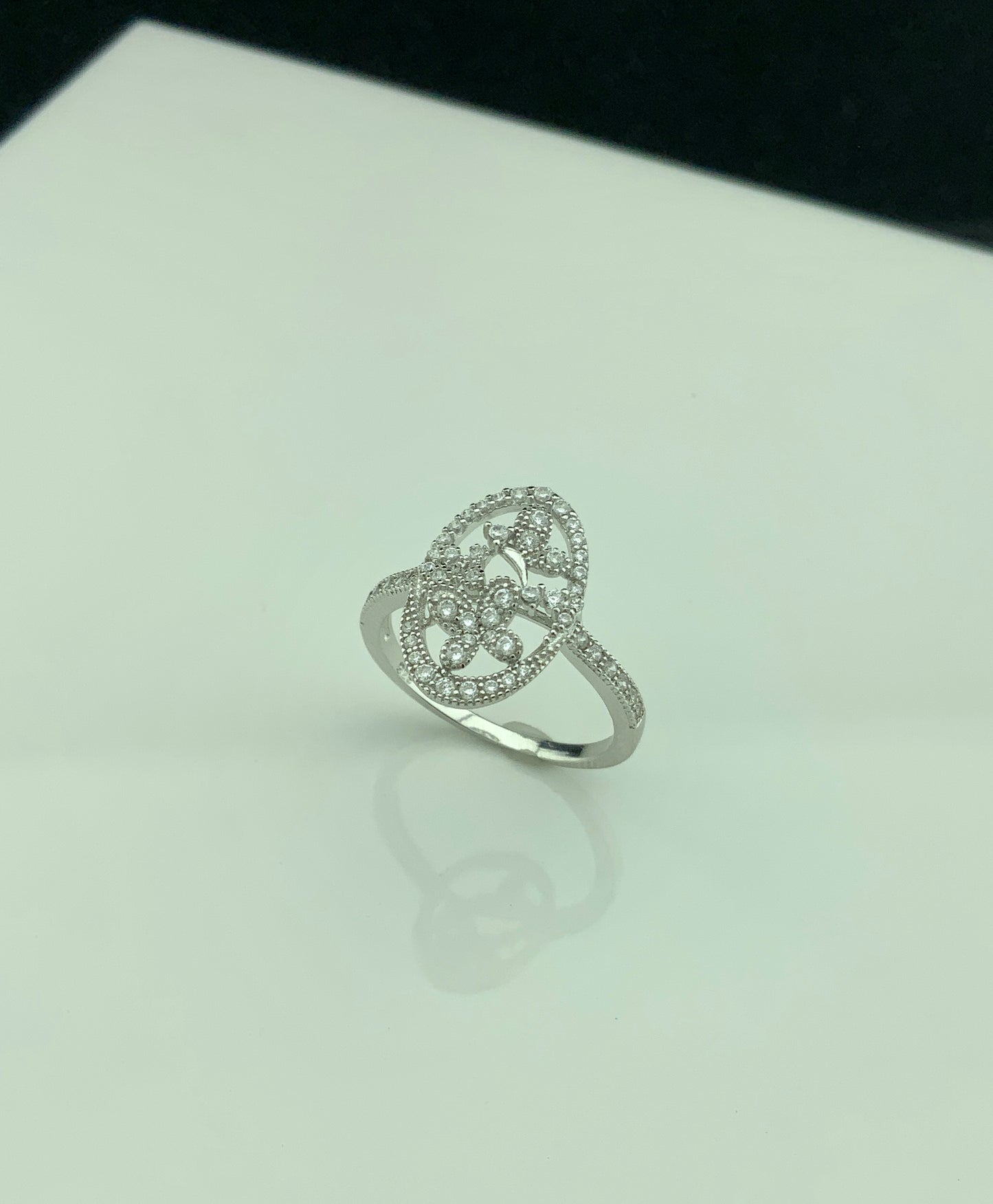 Sterling Silver CZ Filigree Flower Ring | SilverCloseOut