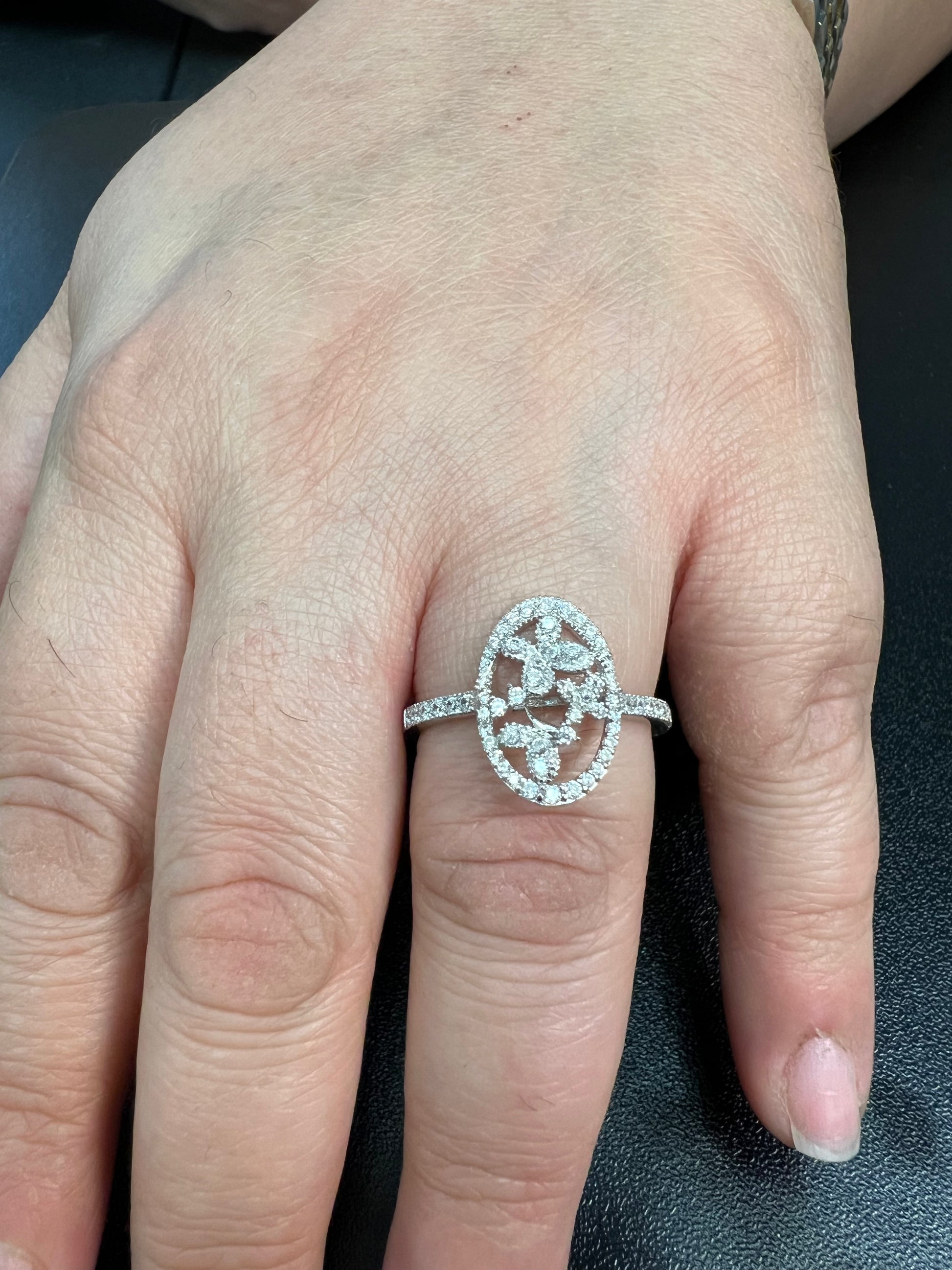 Sterling Silver CZ Filigree Flower Ring | SilverCloseOut