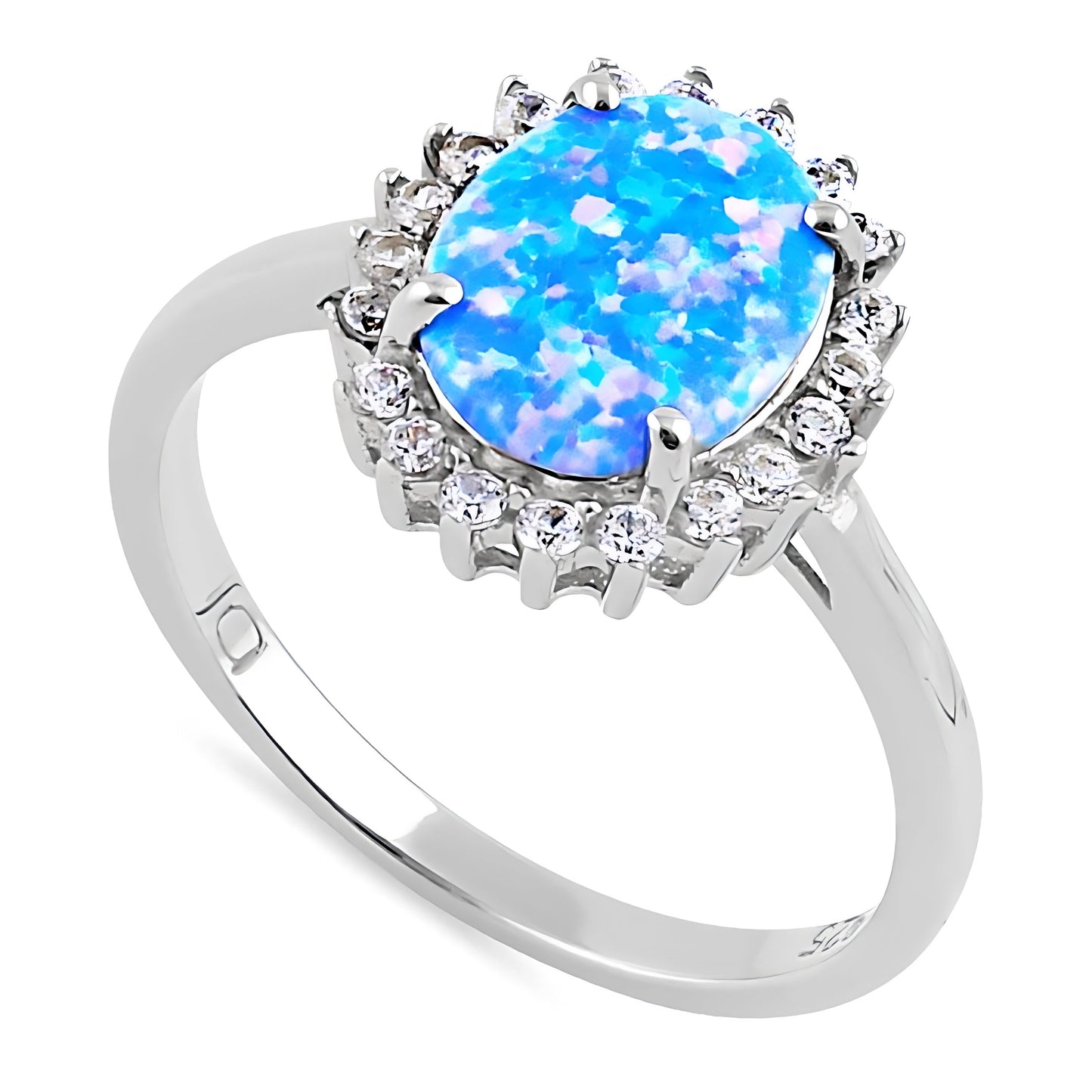 Sterling Silver Blue-Lavender Lab-Opal CZRing