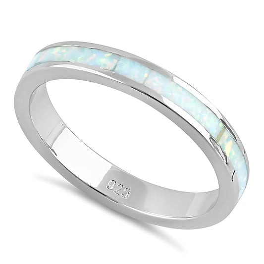 Sterling Silver White Lab-Opal Seamless Eternity Ring