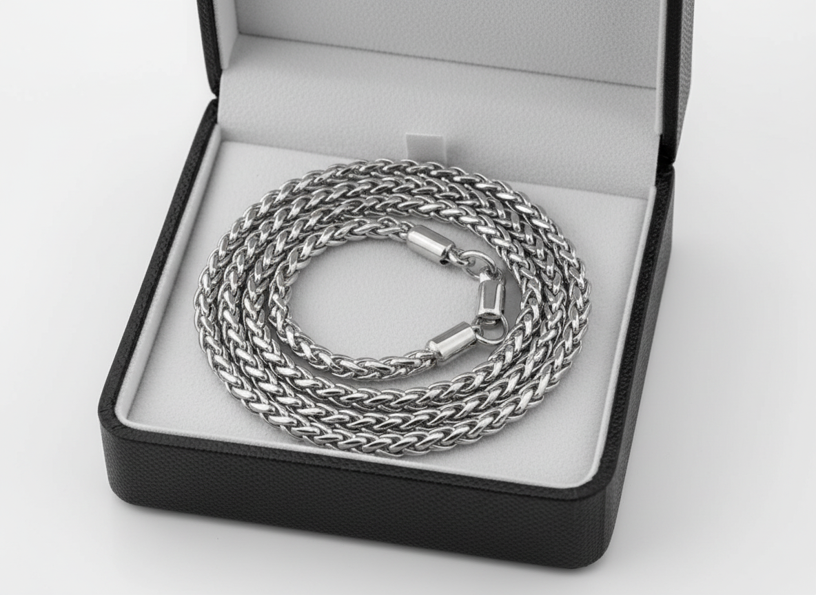 Hypoallergenic Unisex Stainless Steel Spiga Wheat Chain Necklace - 4.0MM  20" - 30" Length