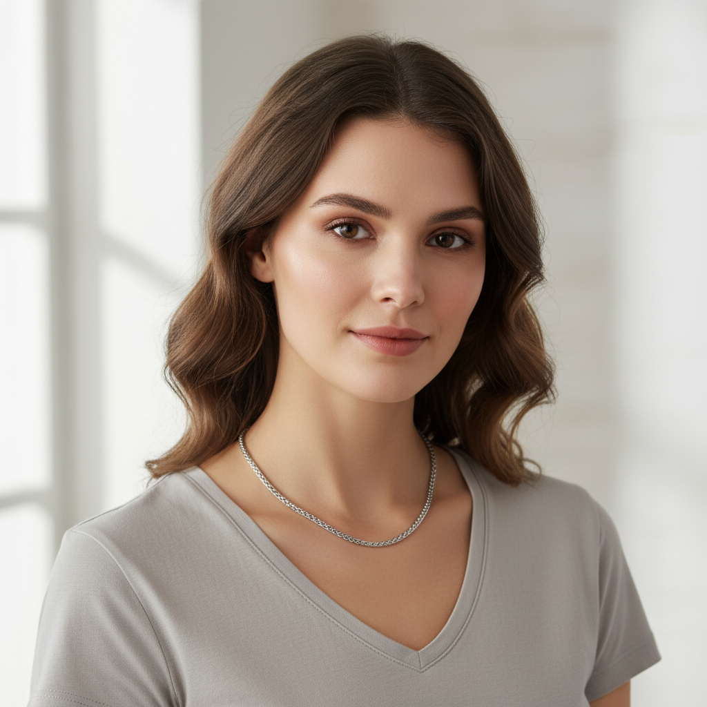 Hypoallergenic Unisex Stainless Steel Spiga Wheat Chain Necklace - 4.0MM  20" - 30" Length