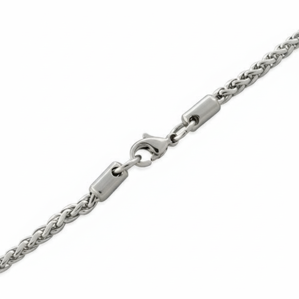 Hypoallergenic Unisex Stainless Steel Spiga Wheat Chain Necklace - 4.0MM  20" - 30" Length