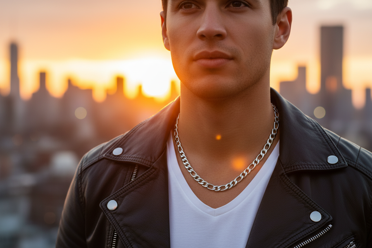 Stainless Steel Unisex Chunky Italian Figaro Chain Necklace - 7.5mm Thickness (Available in 16-30 inch Lengths )