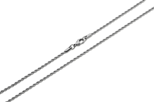 Hypoallergenic Stainless Steel Rope Chain Necklace - 2.4mm Thickness (Available in 16" - 36" Lengths)