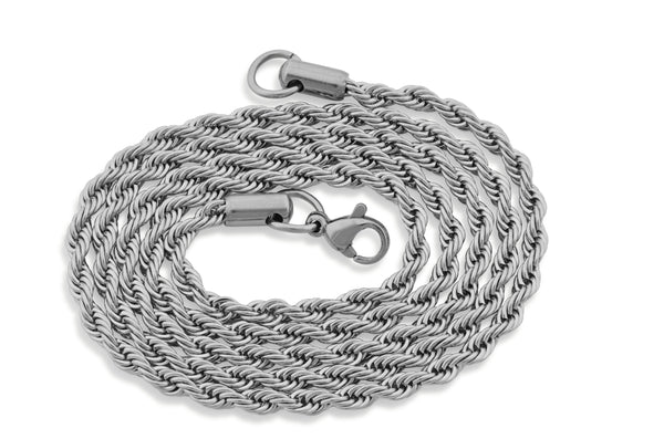 Stainless Steel Men's Thick Rope Chain Necklace - 4.0MM (Available in 16" - 36"