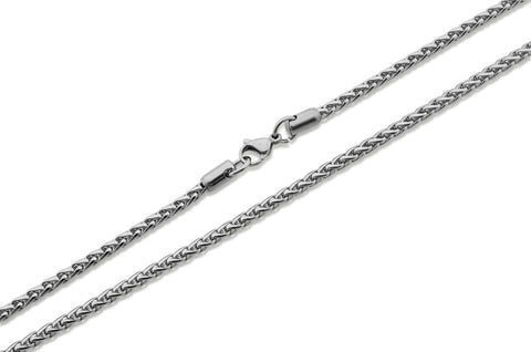 Hypoallergenic Unisex Stainless Steel Spiga Wheat Chain Necklace - 4.0MM  20" - 30" Length