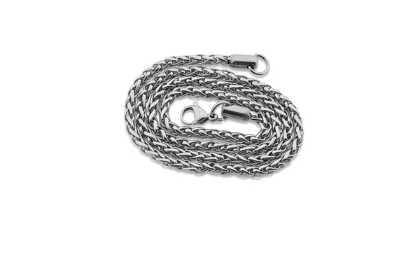 Hypoallergenic Unisex Stainless Steel Spiga Wheat Chain Necklace - 4.0MM  20" - 30" Length