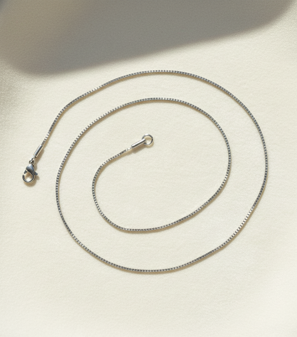 Stainless Steel Unisex Dainty Box Chain Necklace - 1.2mm Width (Available Lengths 16" - 30")