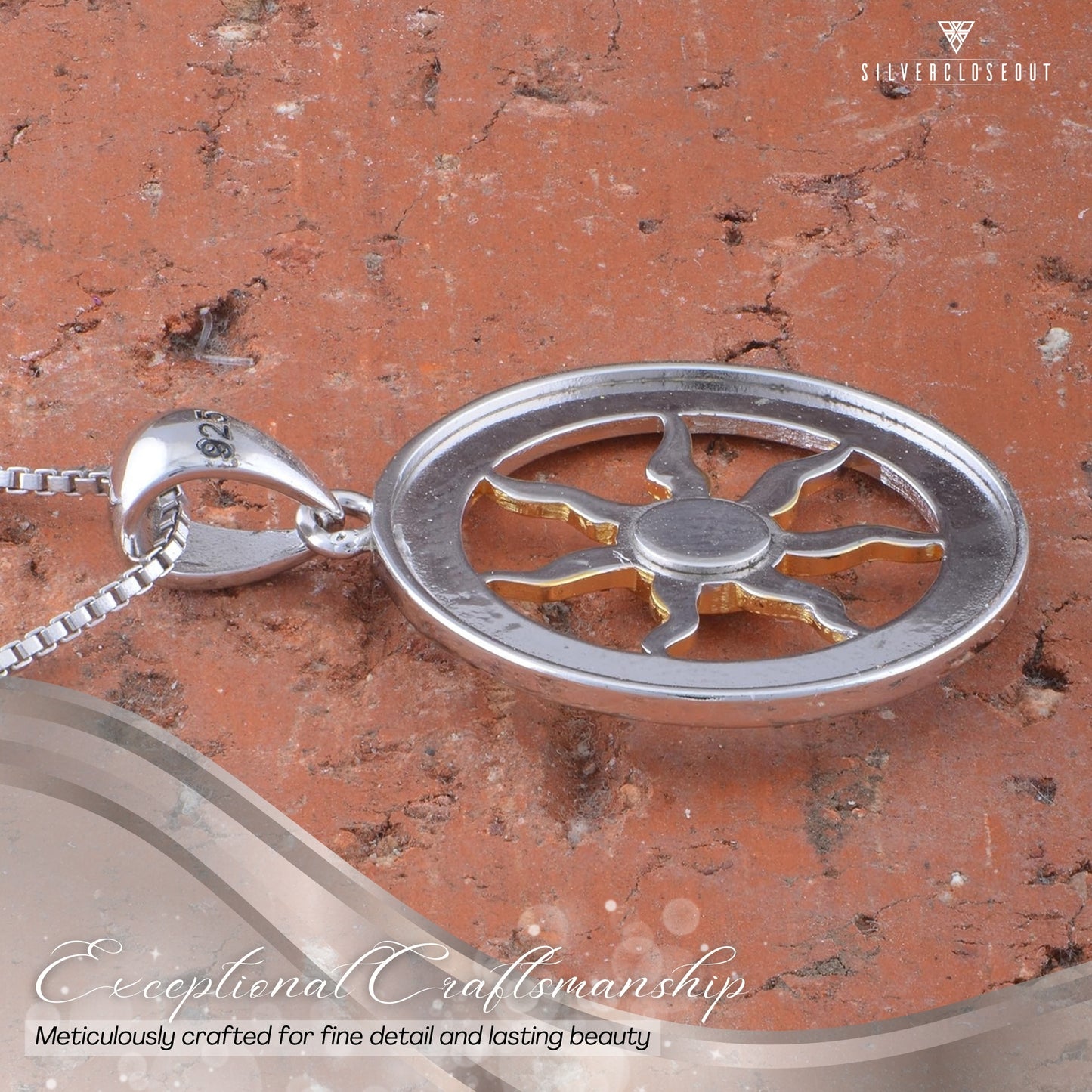 Sterling Silver Two Tone You are my Sunshine my Only Sunshine Necklace 18"