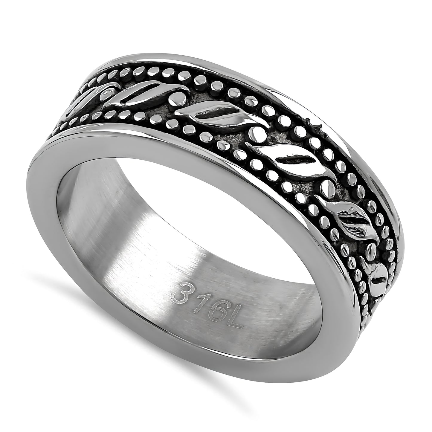 Stainless Steel Men's Waive Pattern Wedding Band Ring, Comfort Fit, Gift for Him