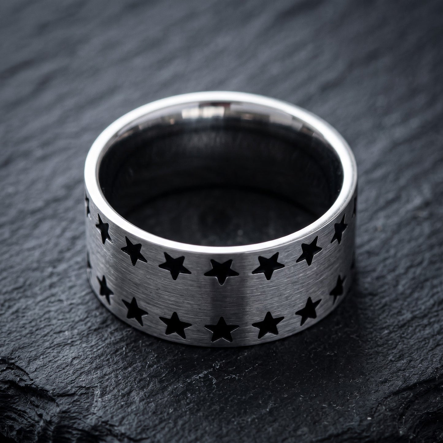 Stainless Steel Men's All-Stars Wedding Band Ring, Comfort Fit, Gift for Him view 1