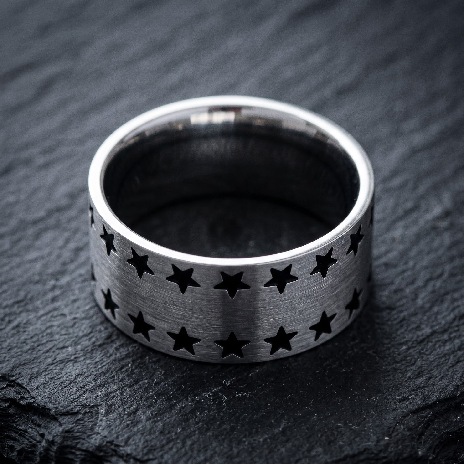 Stainless Steel Men's All-Stars Wedding Band Ring, Comfort Fit, Gift for Him view 1