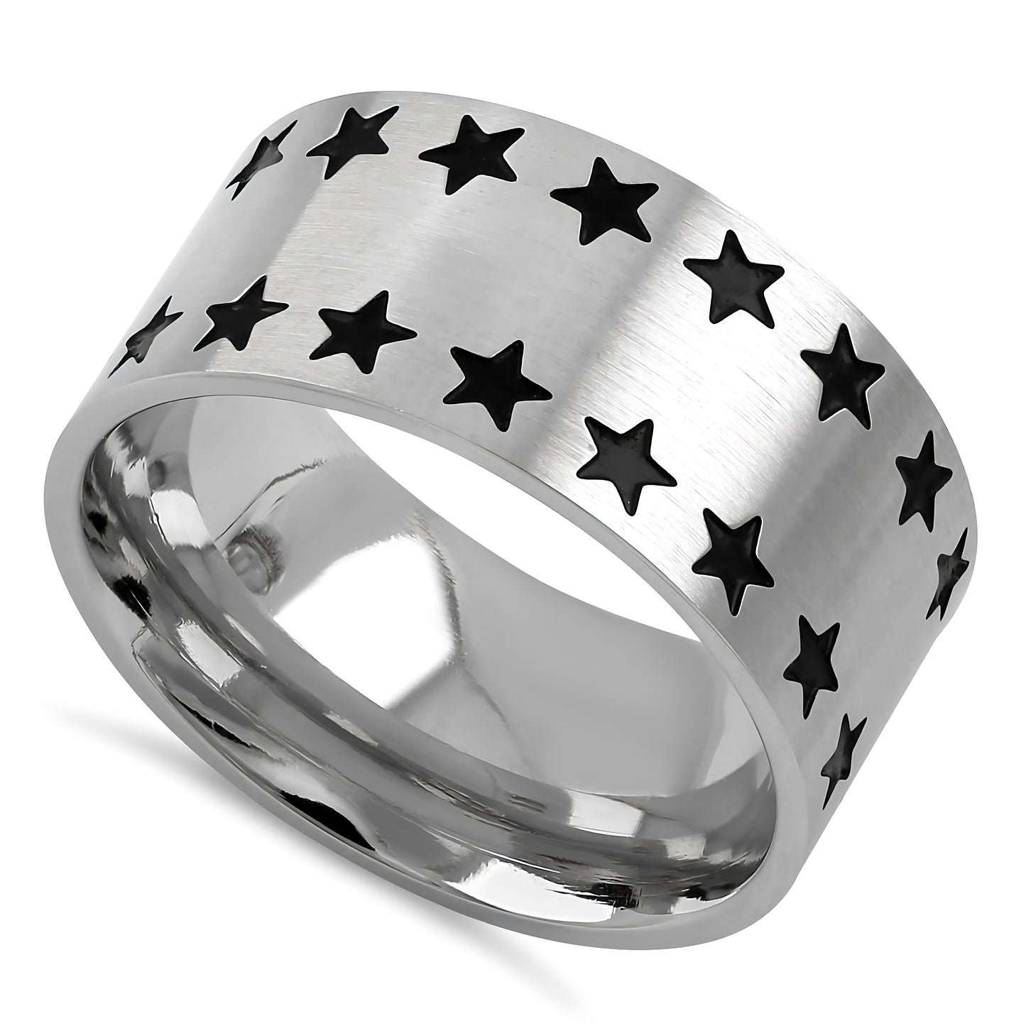 Stainless Steel Men's All-Stars Wedding Band Ring, Comfort Fit, Gift for Him