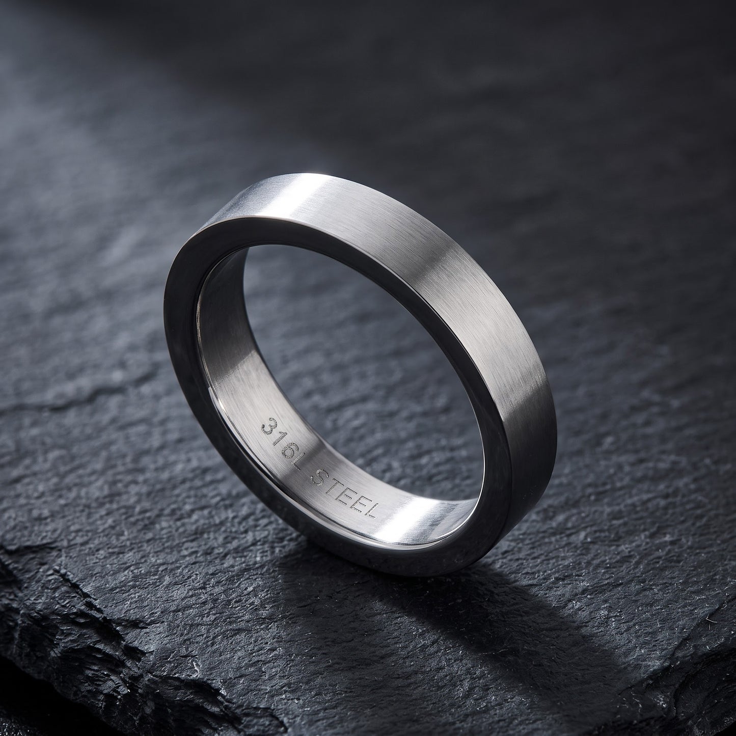 Stainless Steel Men's 4mm Classic Wedding Band Ring, Comfort Fit, Gift for Him view 1