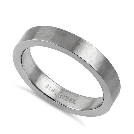 Stainless Steel Men's 4mm Classic Wedding Band Ring, Comfort Fit, Gift for Him