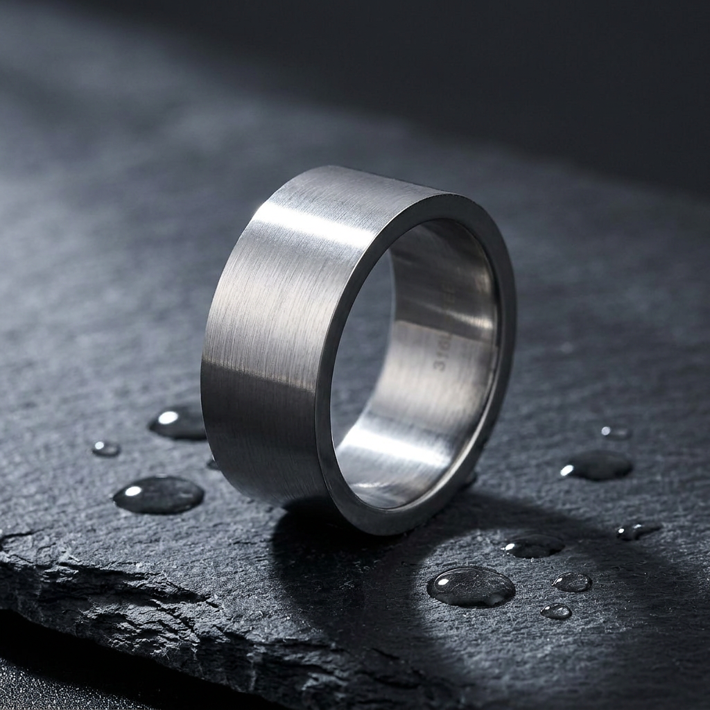 Stainless Steel 11mm Wide Brushed Silver Flat Band Ring for Men life1