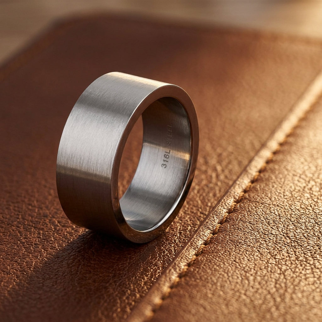 Stainless Steel 11mm Wide Brushed Silver Flat Band Ring for Men life2