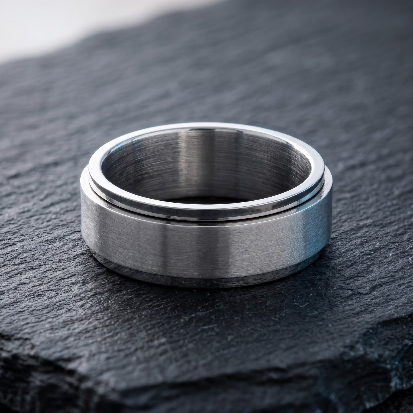 Stainless Steel Men's 8mm Spinner Wedding Band Ring, Comfort Fit, Gift for Him view 1