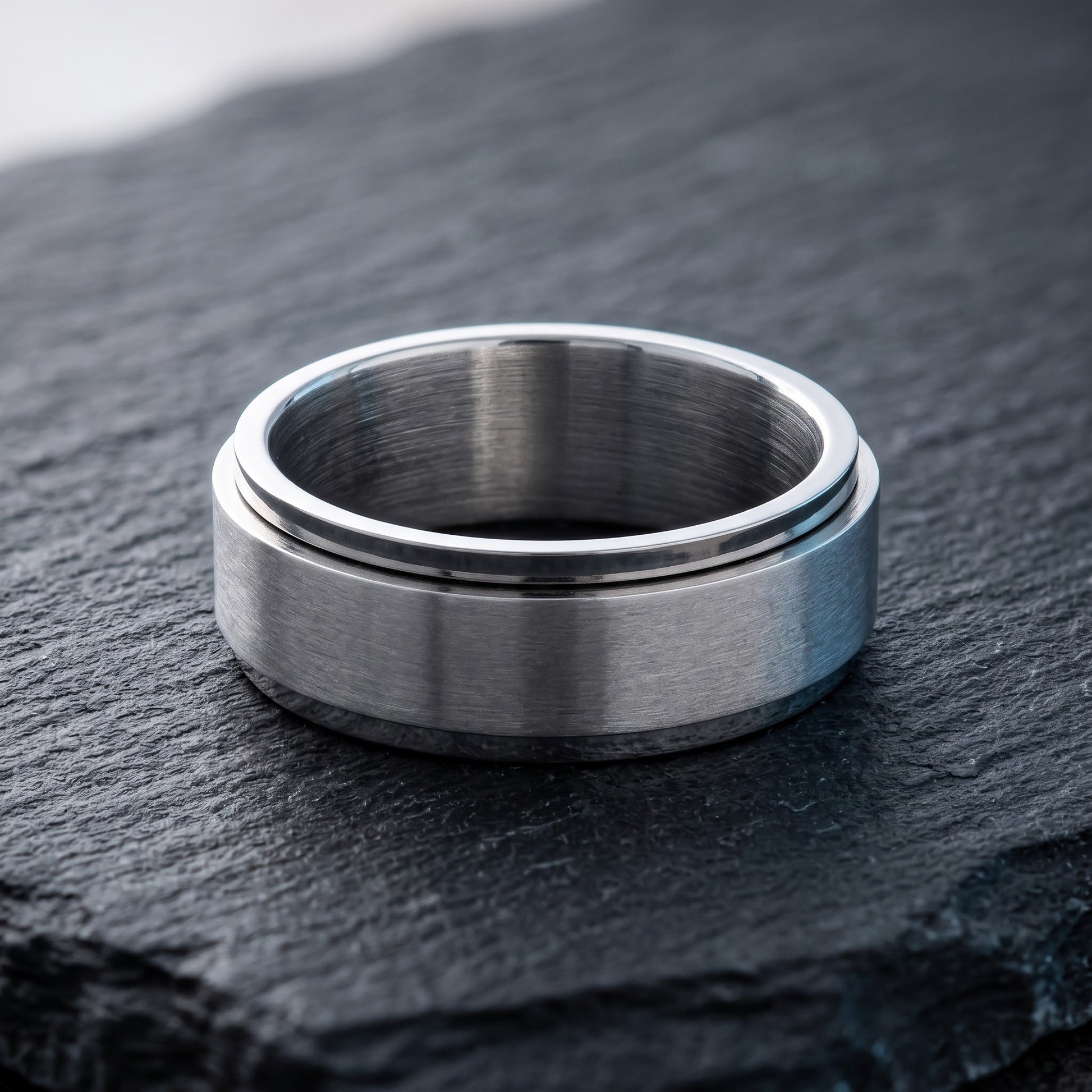 Stainless Steel Men's 8mm Spinner Wedding Band Ring, Comfort Fit, Gift for Him view 1