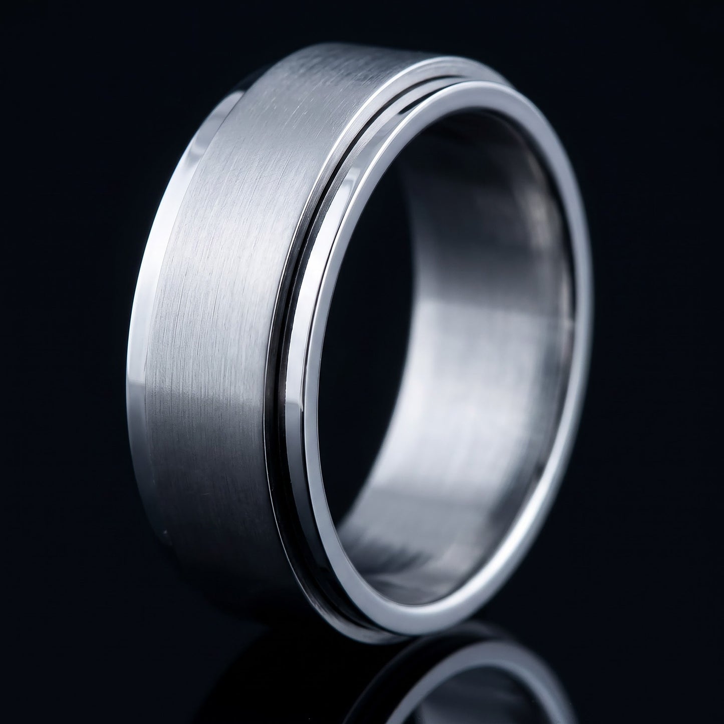 Stainless Steel Men's 8mm Spinner Wedding Band Ring, Comfort Fit, Gift for Him view 3