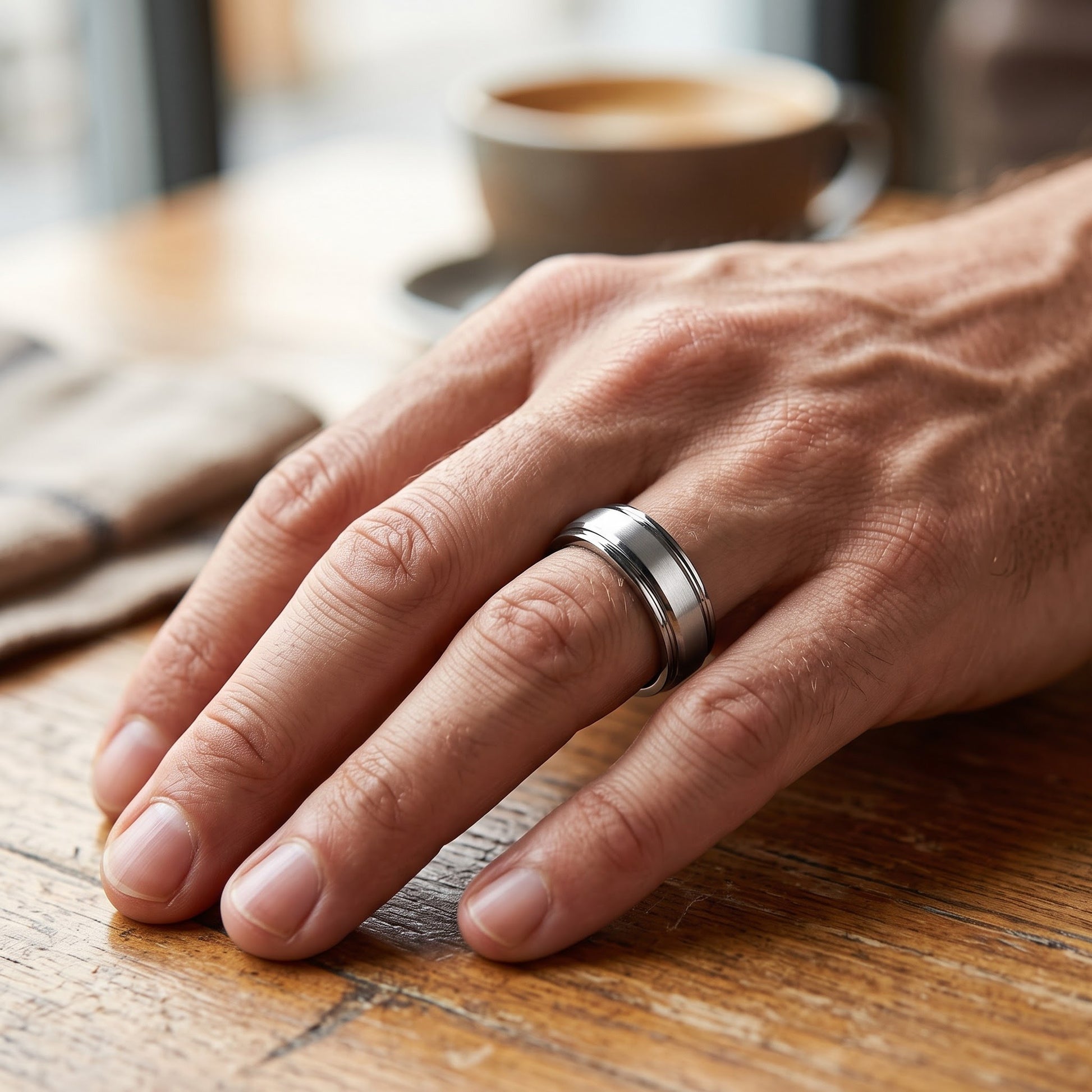 Stainless Steel Men's Classic Wedding Band Ring, Comfort Fit, Gift for Him view 5