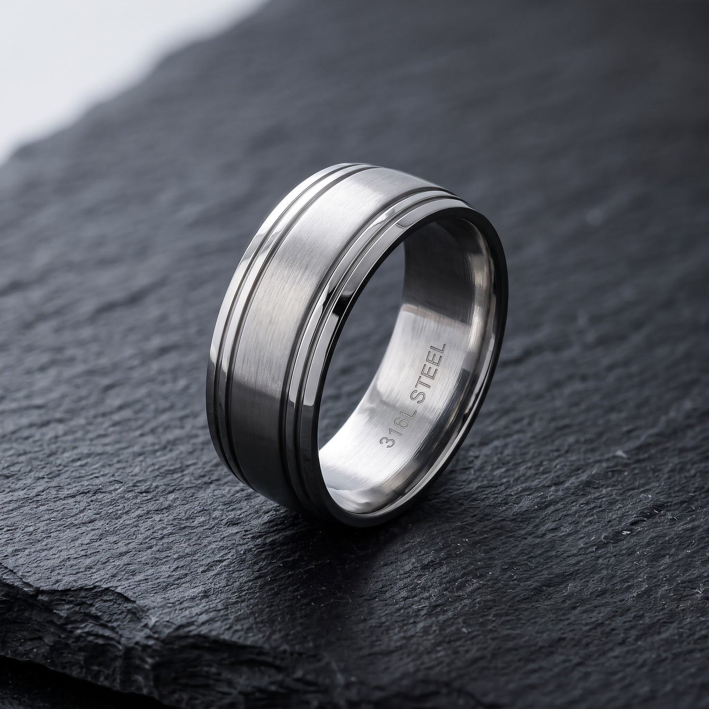 Stainless Steel Men's Classic Wedding Band Ring, Comfort Fit, Gift for Him view 1