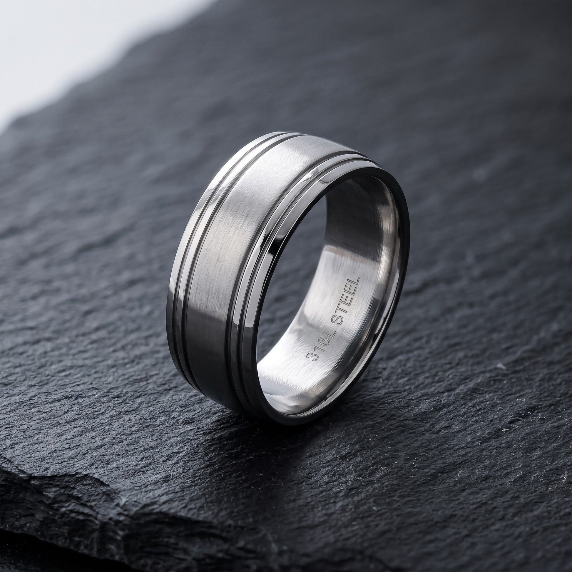 Stainless Steel Men's Classic Wedding Band Ring, Comfort Fit, Gift for Him view 1