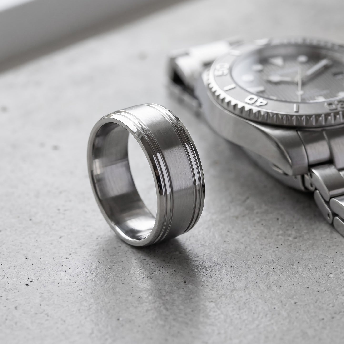 Stainless Steel Men's Classic Wedding Band Ring, Comfort Fit, Gift for Him view 4
