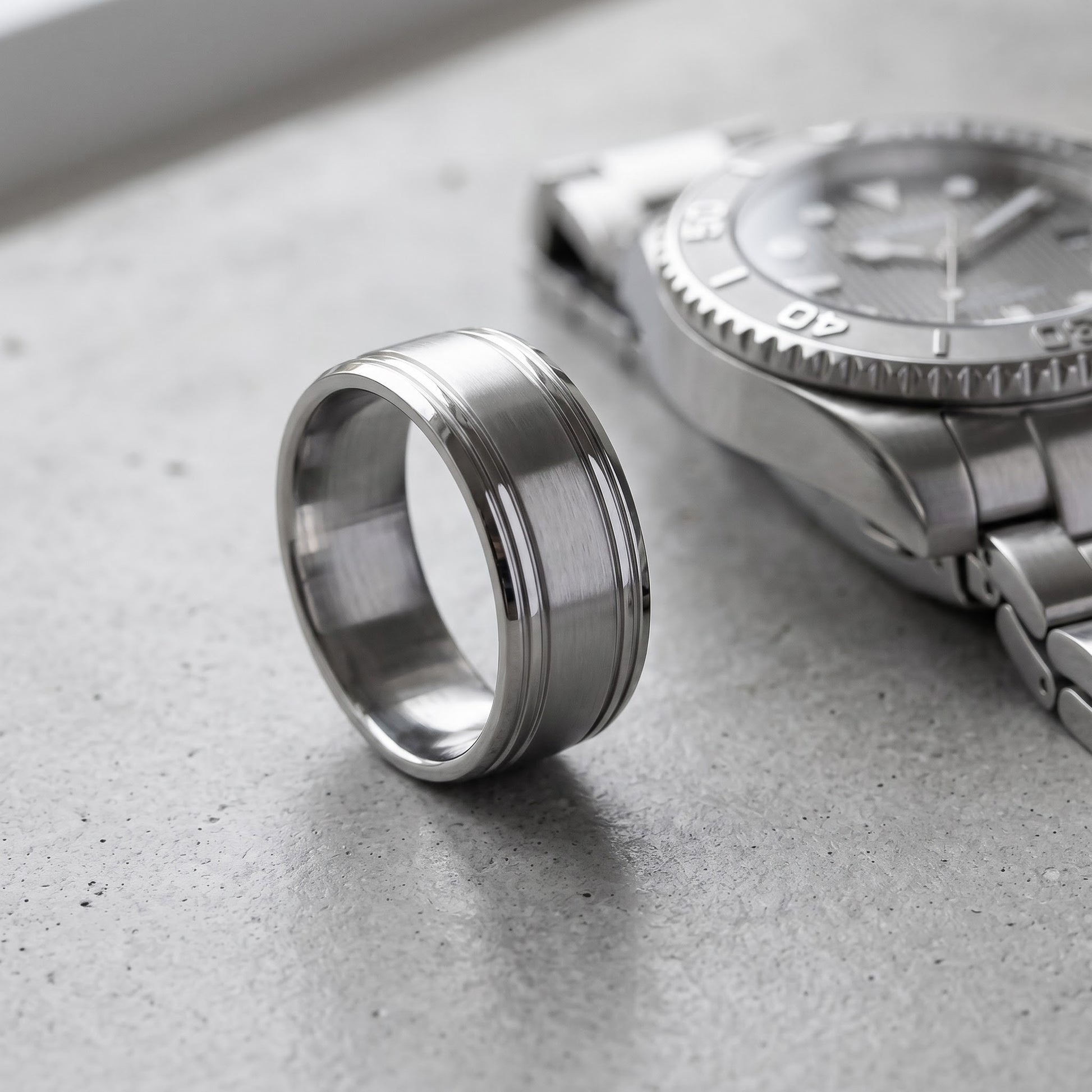 Stainless Steel Men's Classic Wedding Band Ring, Comfort Fit, Gift for Him view 4