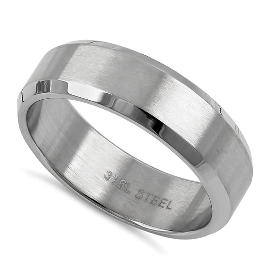 Stainless Steel Men's 6mm Classic Wedding Band Ring, Comfort Fit, Gift for Him