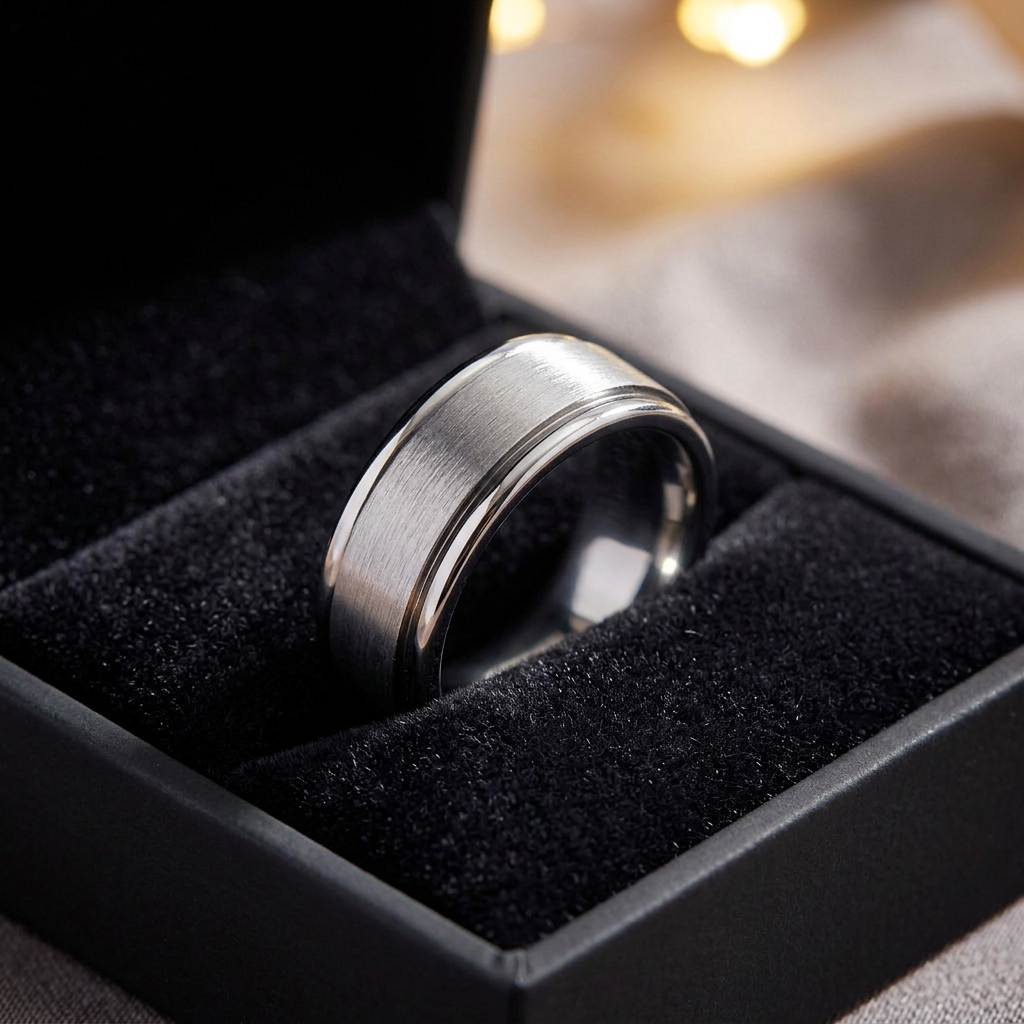 Stainless Steel 7mm Satin Brushed Center Polished Edge Wedding Band for Men life3