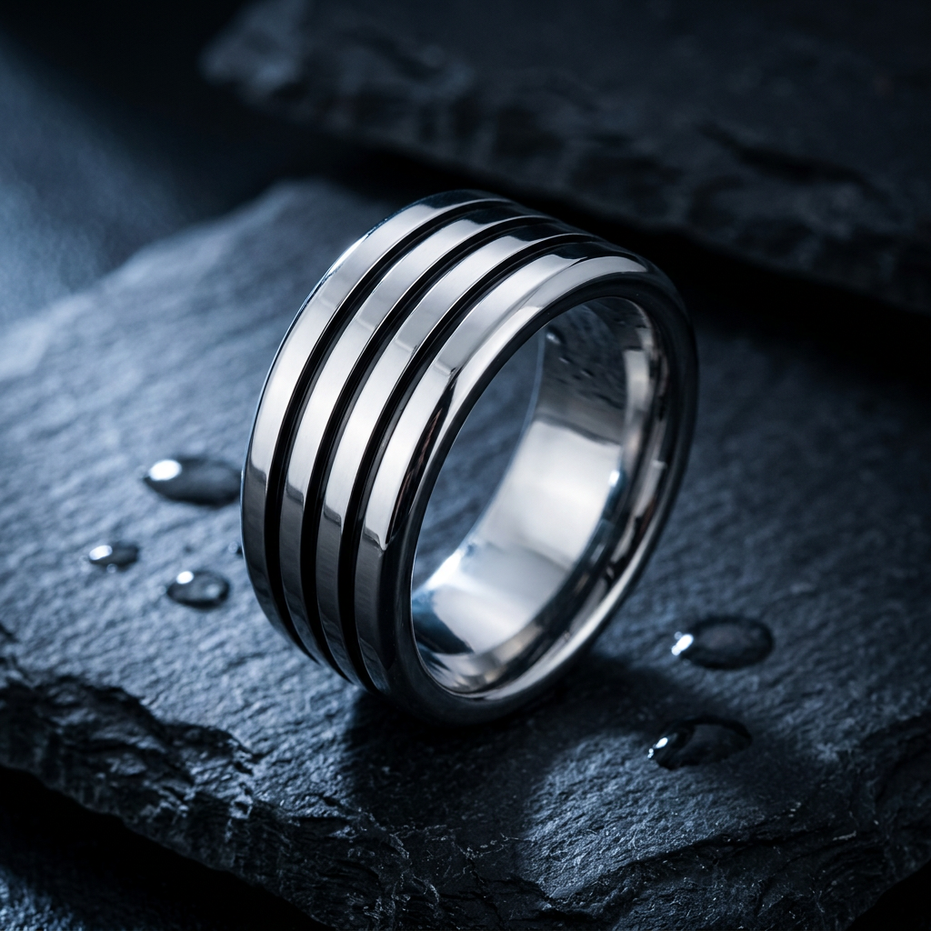 Stainless Steel 9mm Polished Silver Triple Groove Wedding Band Ring for Men life1