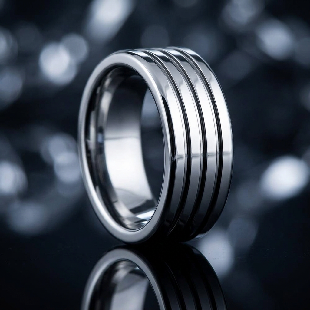 Stainless Steel 9mm Polished Silver Triple Groove Wedding Band Ring for Men life4