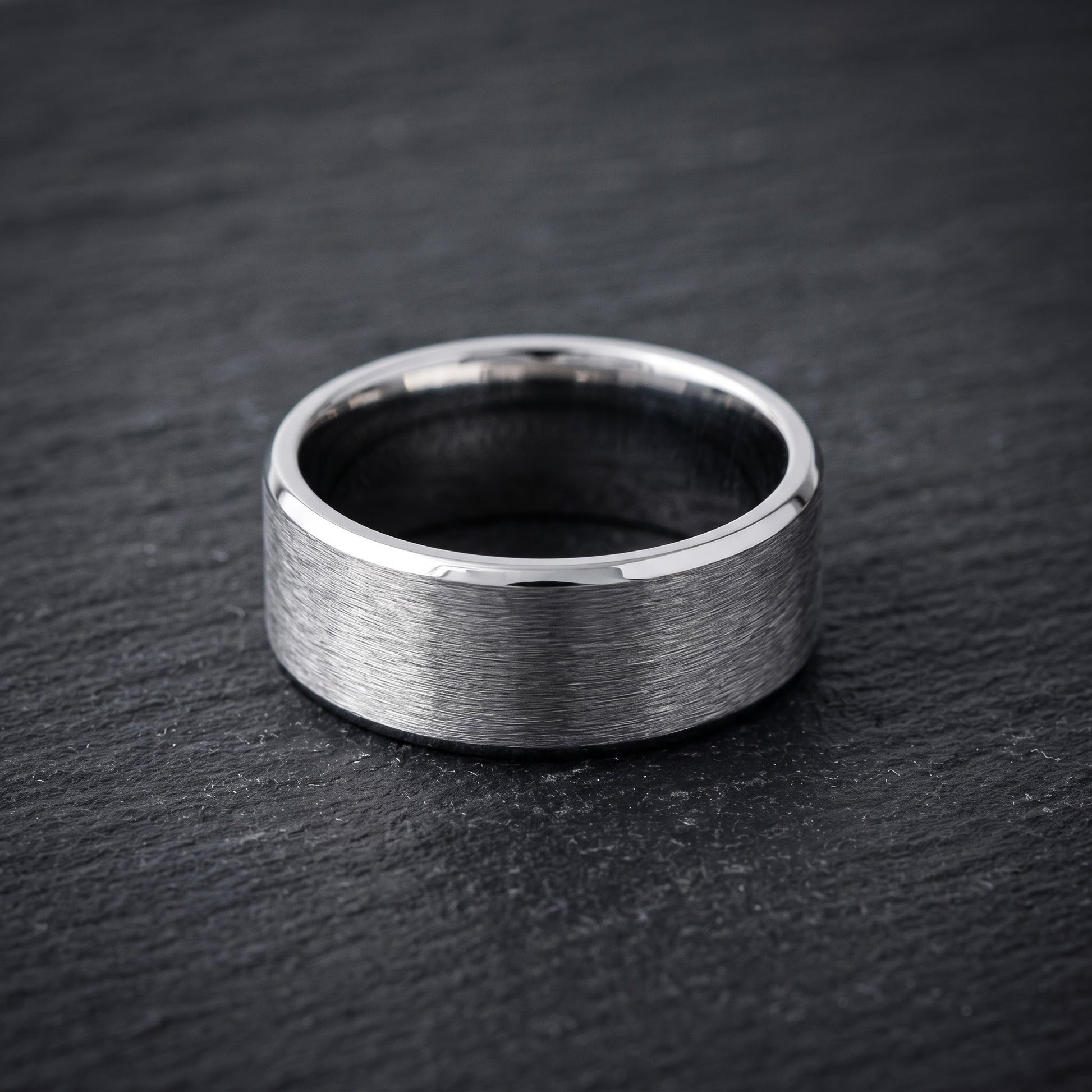 Stainless Steel Men's Polished Beveled Satin Finish Wedding Band Ring, Comfort Fit, Gift for Him view 1