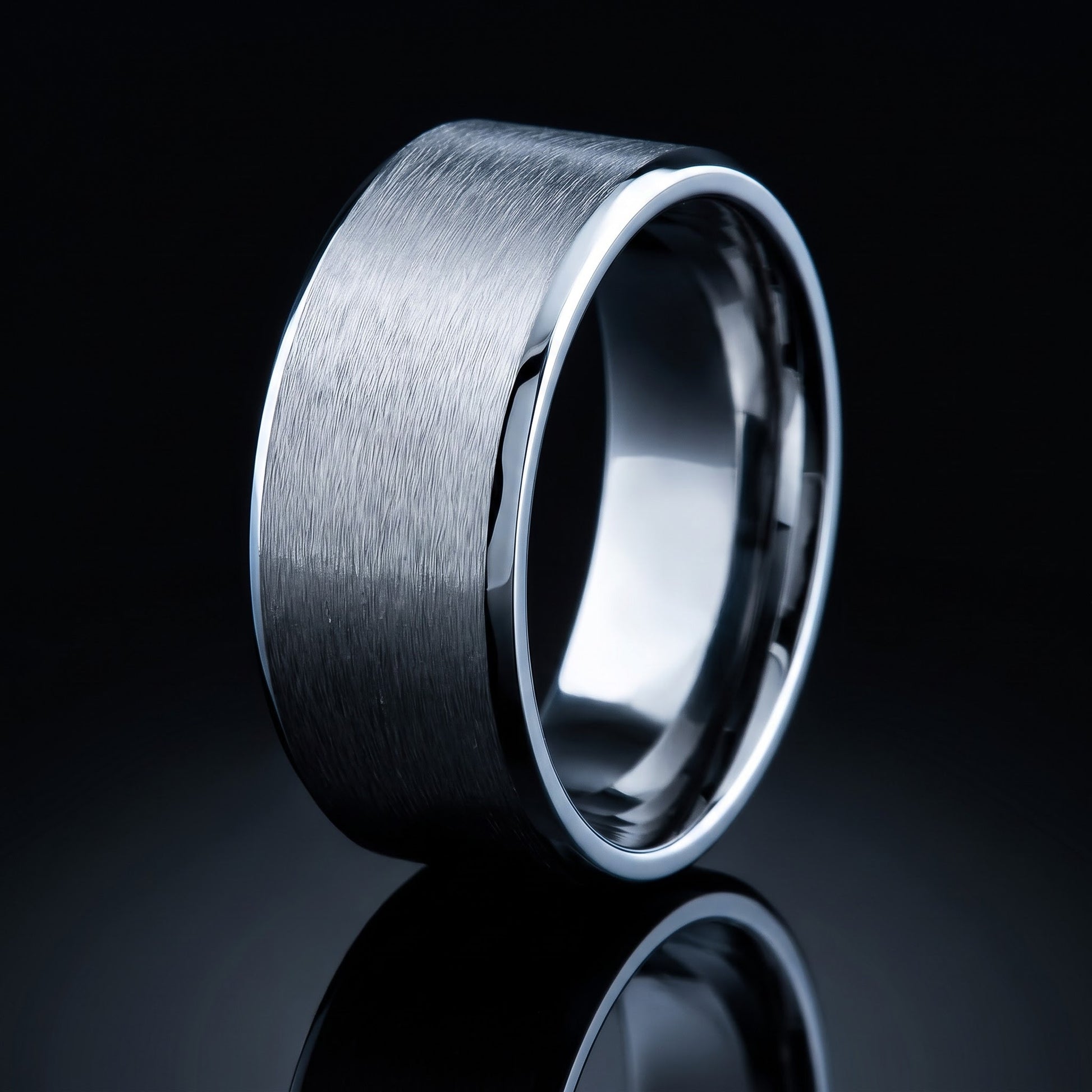 Stainless Steel Men's Polished Beveled Satin Finish Wedding Band Ring, Comfort Fit, Gift for Him view 3