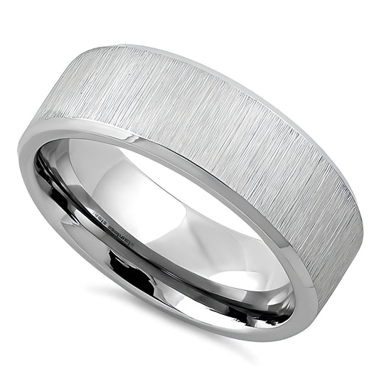 Stainless Steel Men's Polished Beveled Brushed Finish Wedding Band Ring, Comfort Fit, Gift for Him