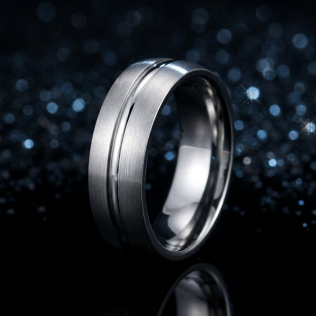 Stainless Steel 7mm Brushed Silver Center Groove Wedding Band Ring for Men life4