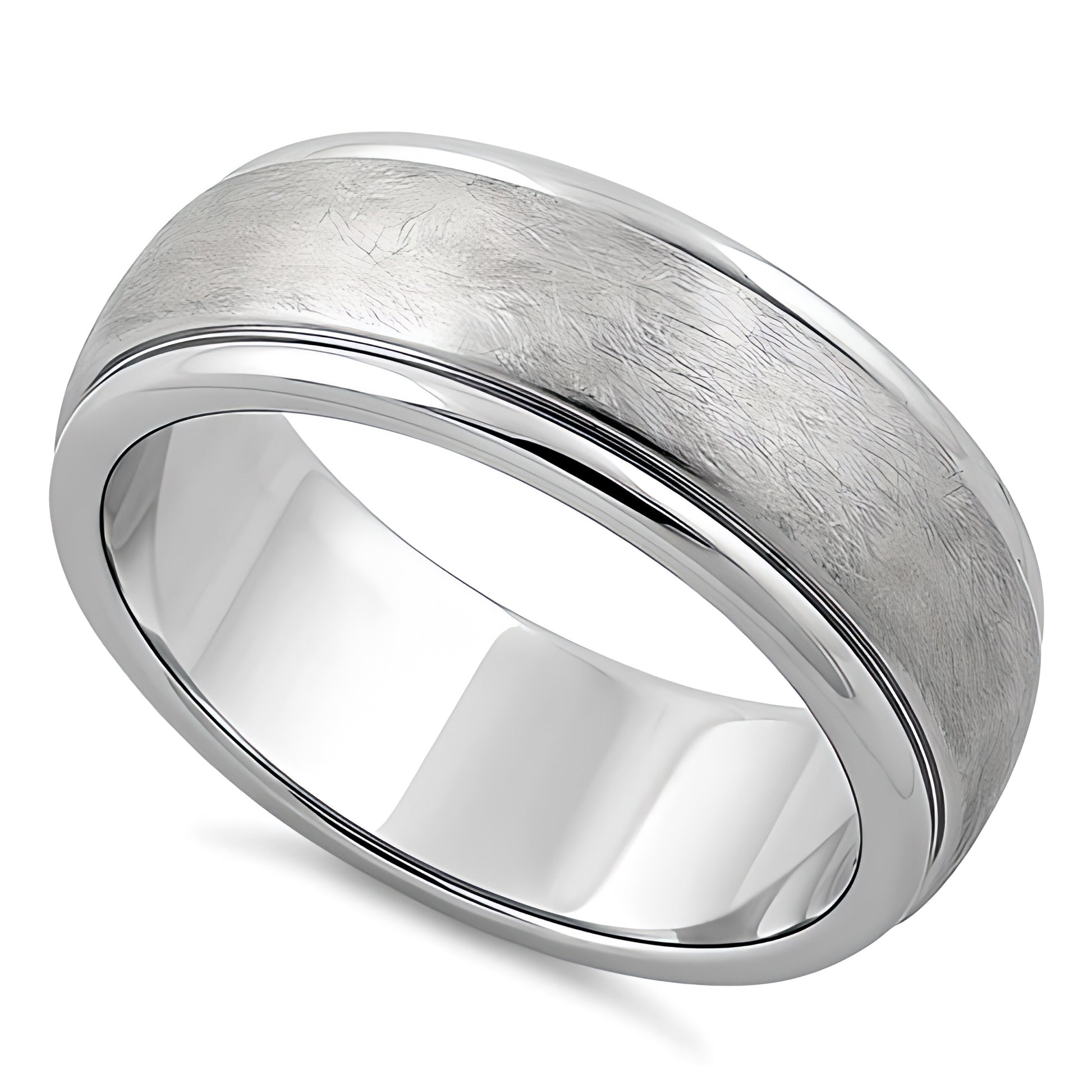 Stainless Steel Men's Wire Matte Finished Groove Wedding Band Ring, Comfort Fit, Gift for Him