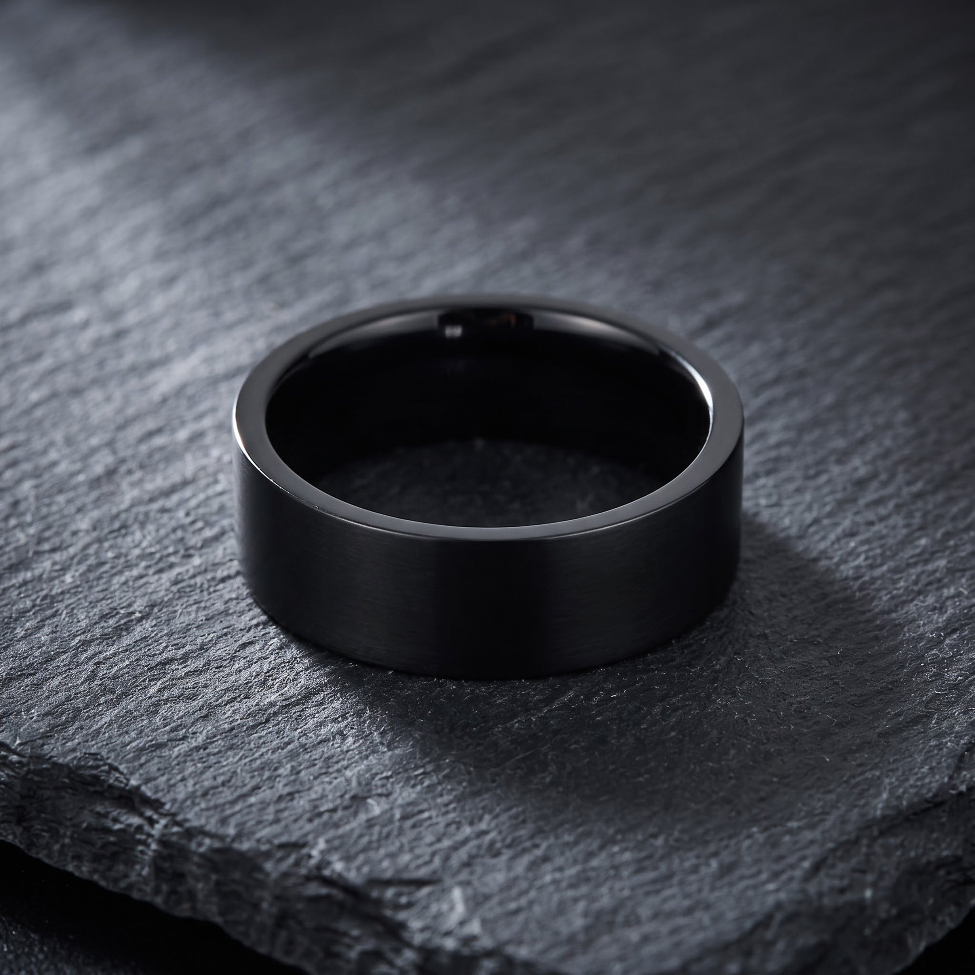 Stainless Steel Men's 7mm Black Satin Finish Wedding Band Ring, Comfort Fit, Gift for Him view 1