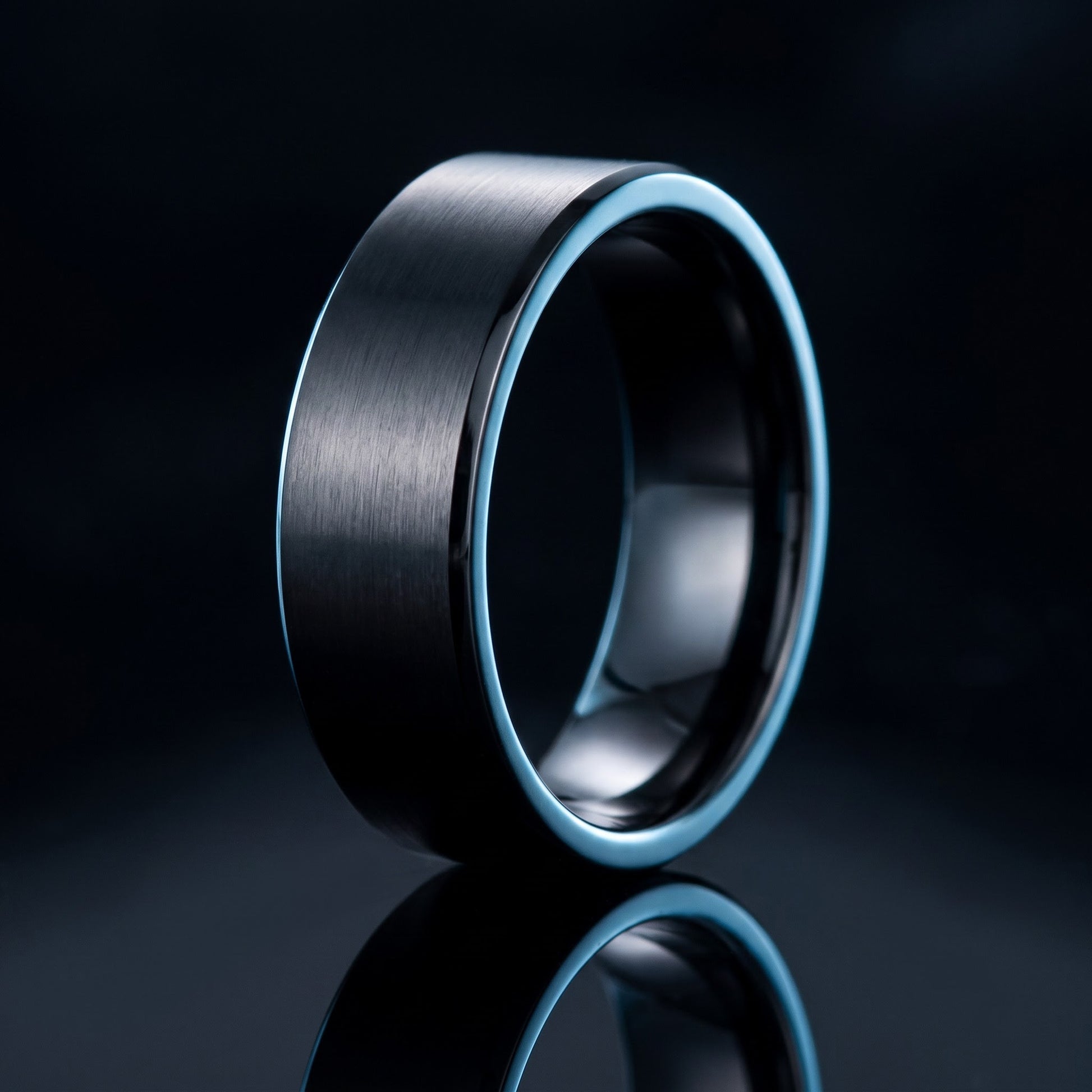 Stainless Steel Men's 7mm Black Satin Finish Wedding Band Ring, Comfort Fit, Gift for Him view 3