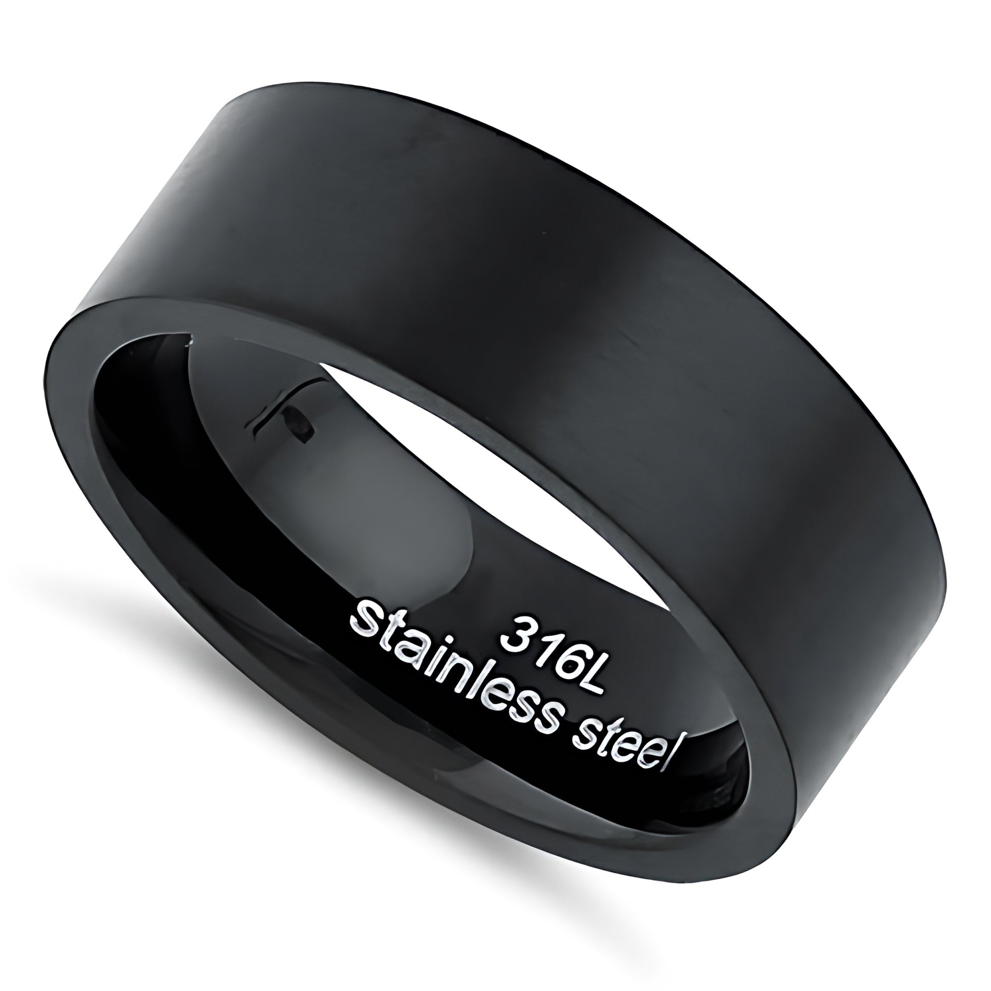 Stainless Steel Men's 7mm Black Satin Finish Wedding Band Ring, Comfort Fit, Gift for Him