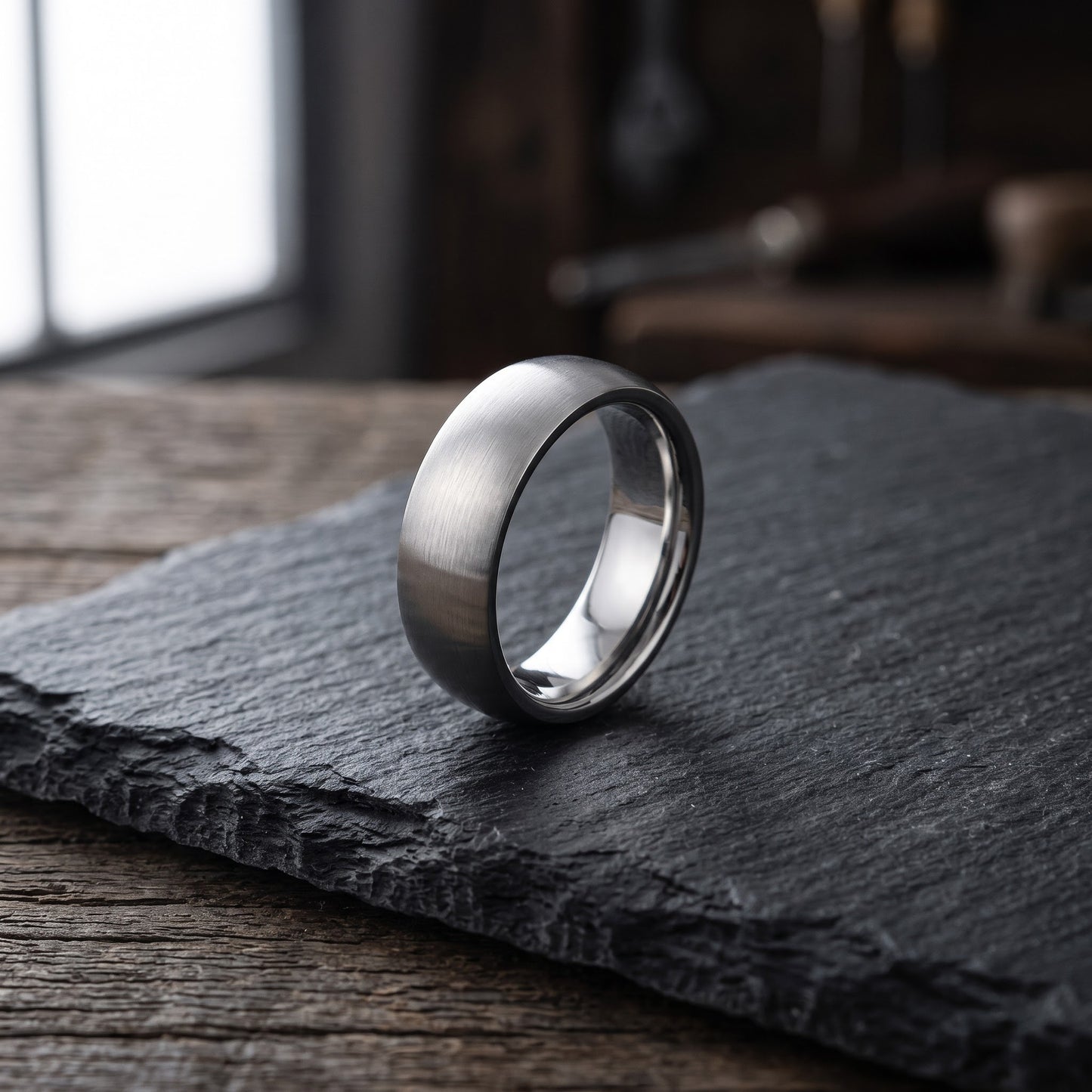 Stainless Steel Men's 6mm Satin Finish Wedding Band Ring, Comfort Fit, Gift for Him view 1
