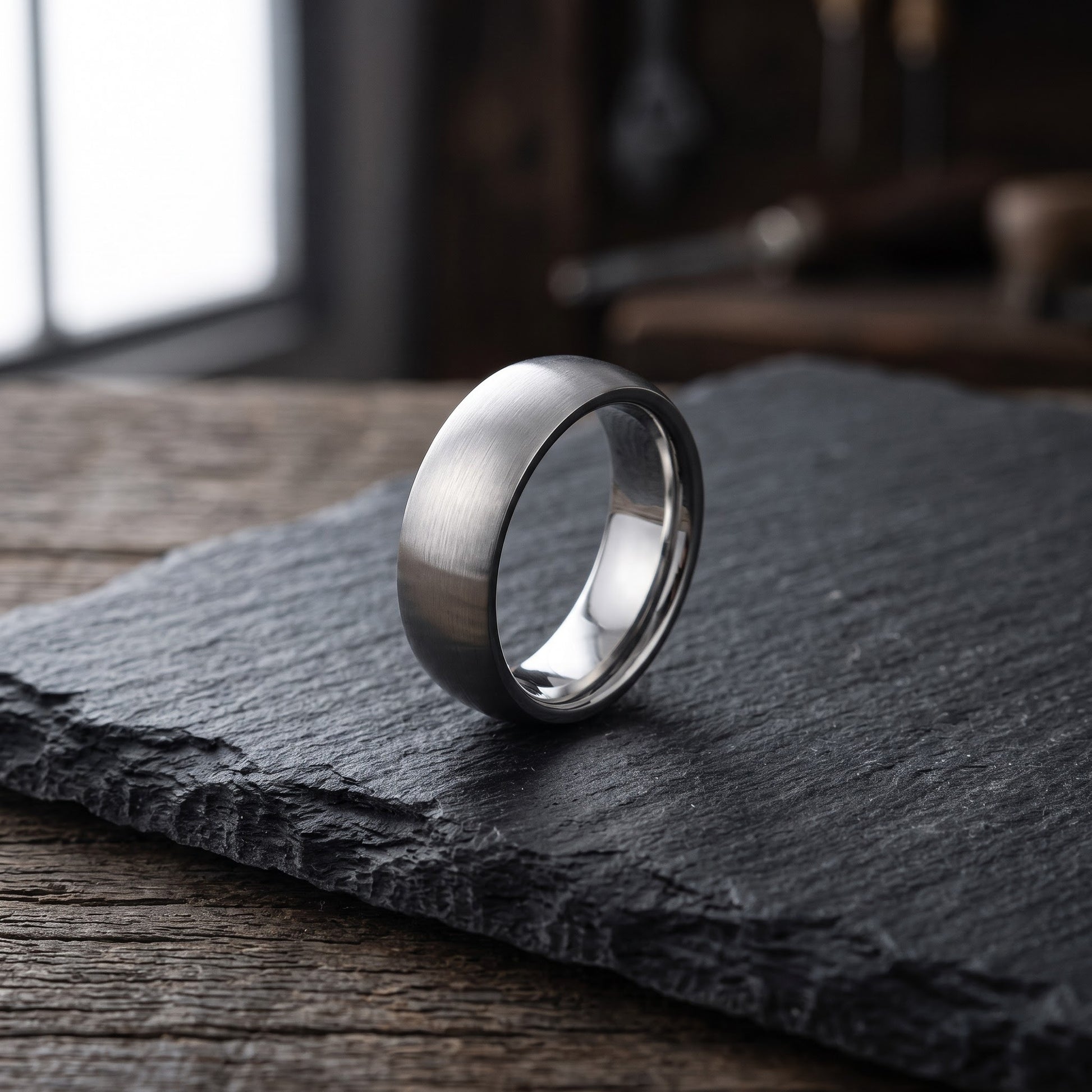 Stainless Steel Men's 6mm Satin Finish Wedding Band Ring, Comfort Fit, Gift for Him view 1