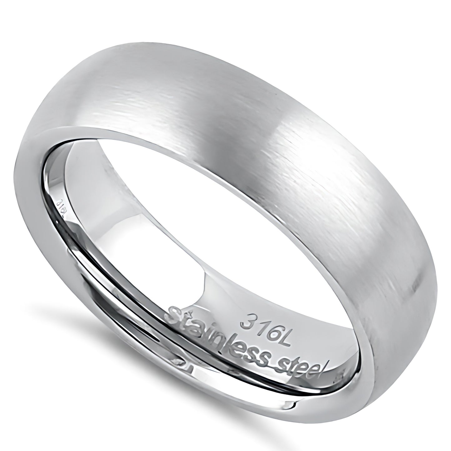 Stainless Steel Men's 6mm Satin Finish Wedding Band Ring, Comfort Fit, Gift for Him